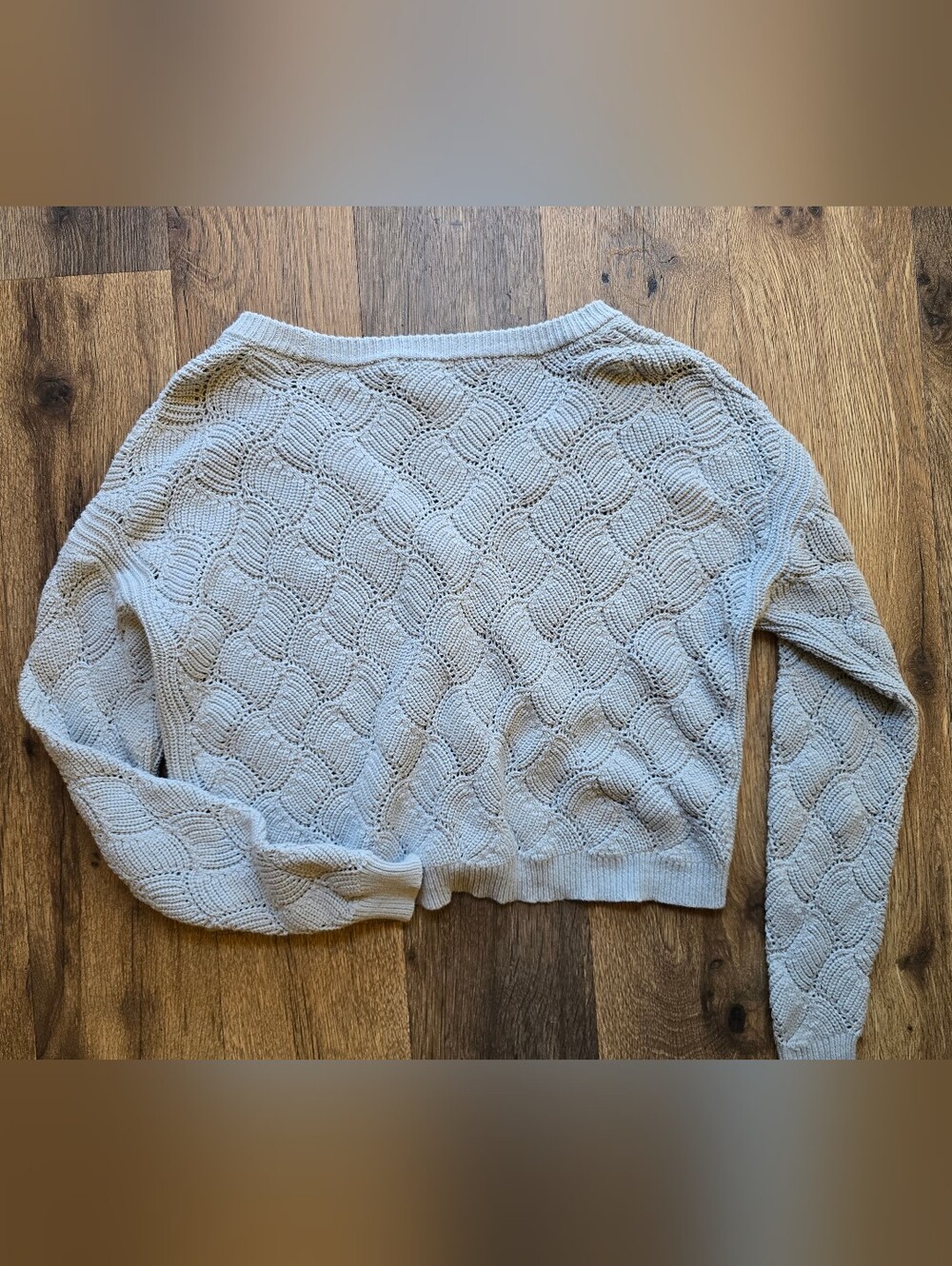 Sincerly Jules Light Blue Crochet Knit Button-Front Sweater - Picture 4 of 5